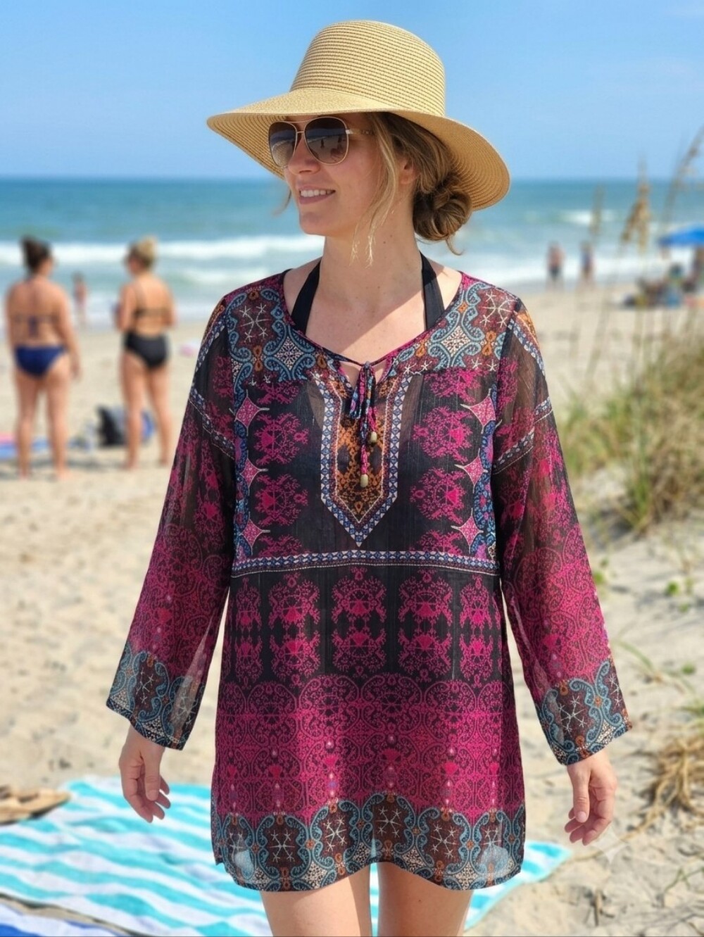 BeBop Sheer Boho Tunic Top - Size Medium